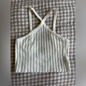 Zara Cream Ribbed Top